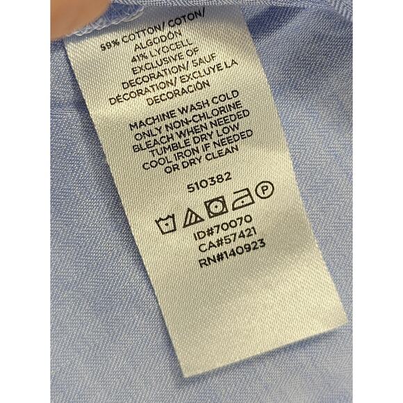 Loft sz M lightweight chambray puff sleeve boho embroidered cottagecore blouse - Picture 5 of 7